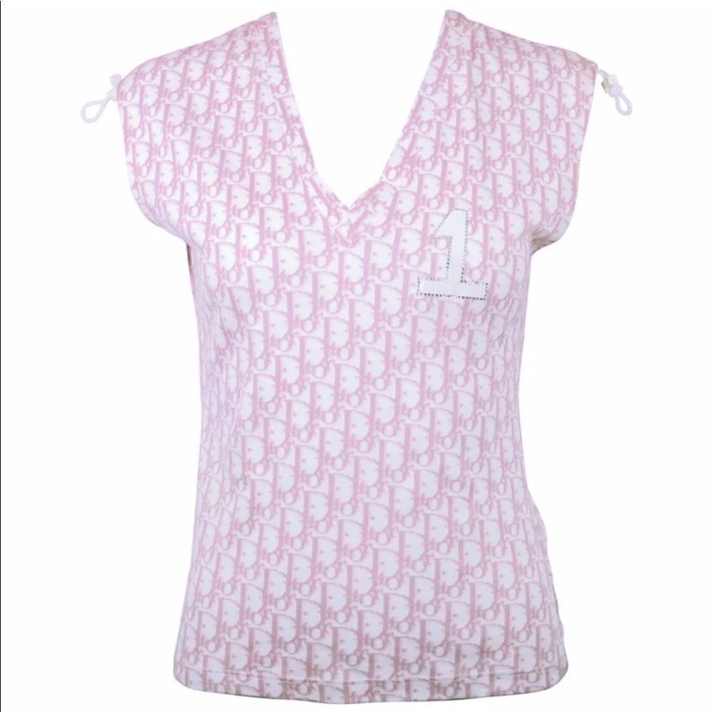 GALLIANO for DIOR Pink Monogram Tank Top, Size 8